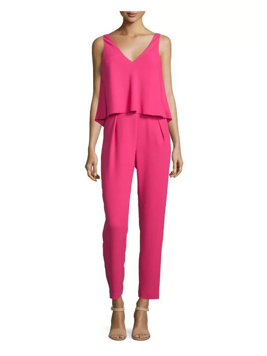 Trina T Pants - Trina Turk Oceanside Jumpsuit Classic Pink Crepe, Size Small